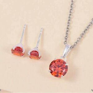 Sterling Silver Orange Diamond Set